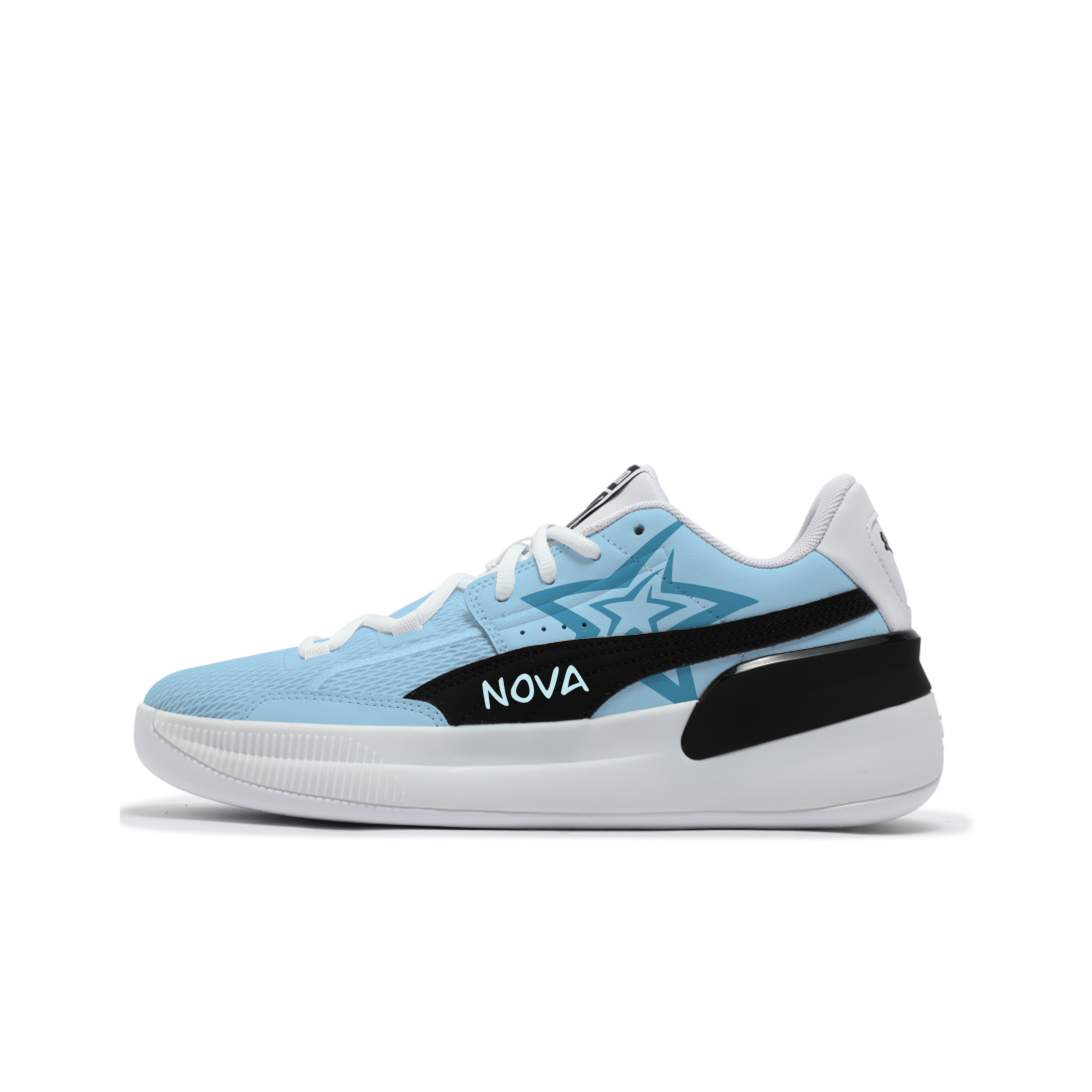 PUMA Clyde Hardwood Team Abrasion Resistant Low top Basketball Shoes Unisex Sky Blue