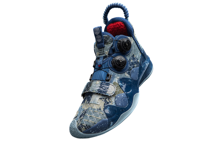 Li Ning WOW 8 Moment Cushioning Slip Resistant Abrasion Resistant Mid top Performance Basketball Shoes Men’s Black Blue