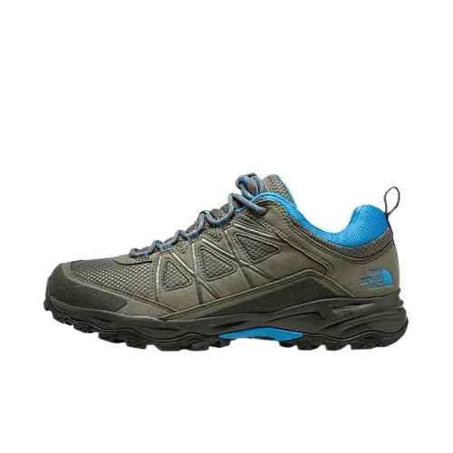 THE NORTH FACE Mesh, Synthetic Leather Abrasion Resistant Grip Slip Resistant Low top Hiking Shoes Men's Green