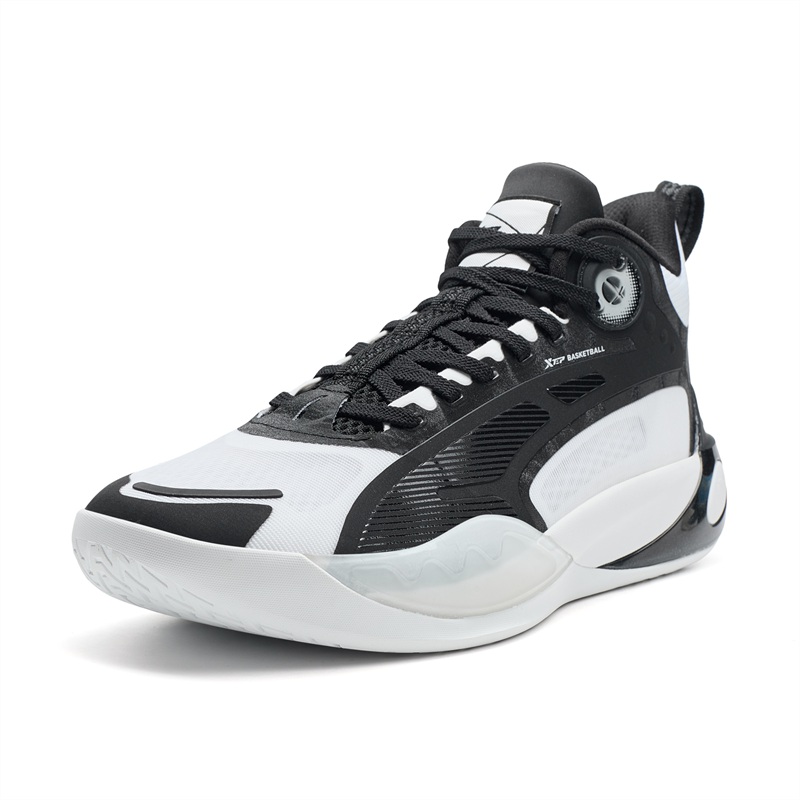 XTEP Abrasion Resistant Anti Rollover Slip Resistant Low top Basketball Shoes Men’s Black White