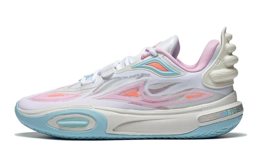 LiNing Li Ning City 11 V2 Youth Edition Wade Fabric Shock Absorbing Wear-Resistant Low-top Practical Basketball Shoes Men's White Blue Pink