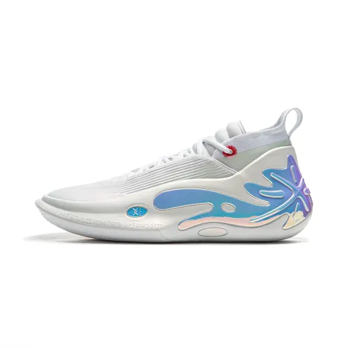 Li Ning Wow11 Cushioning Abrasion Resistant Lightweight Rebound Mid top Basketball Shoes Men's White