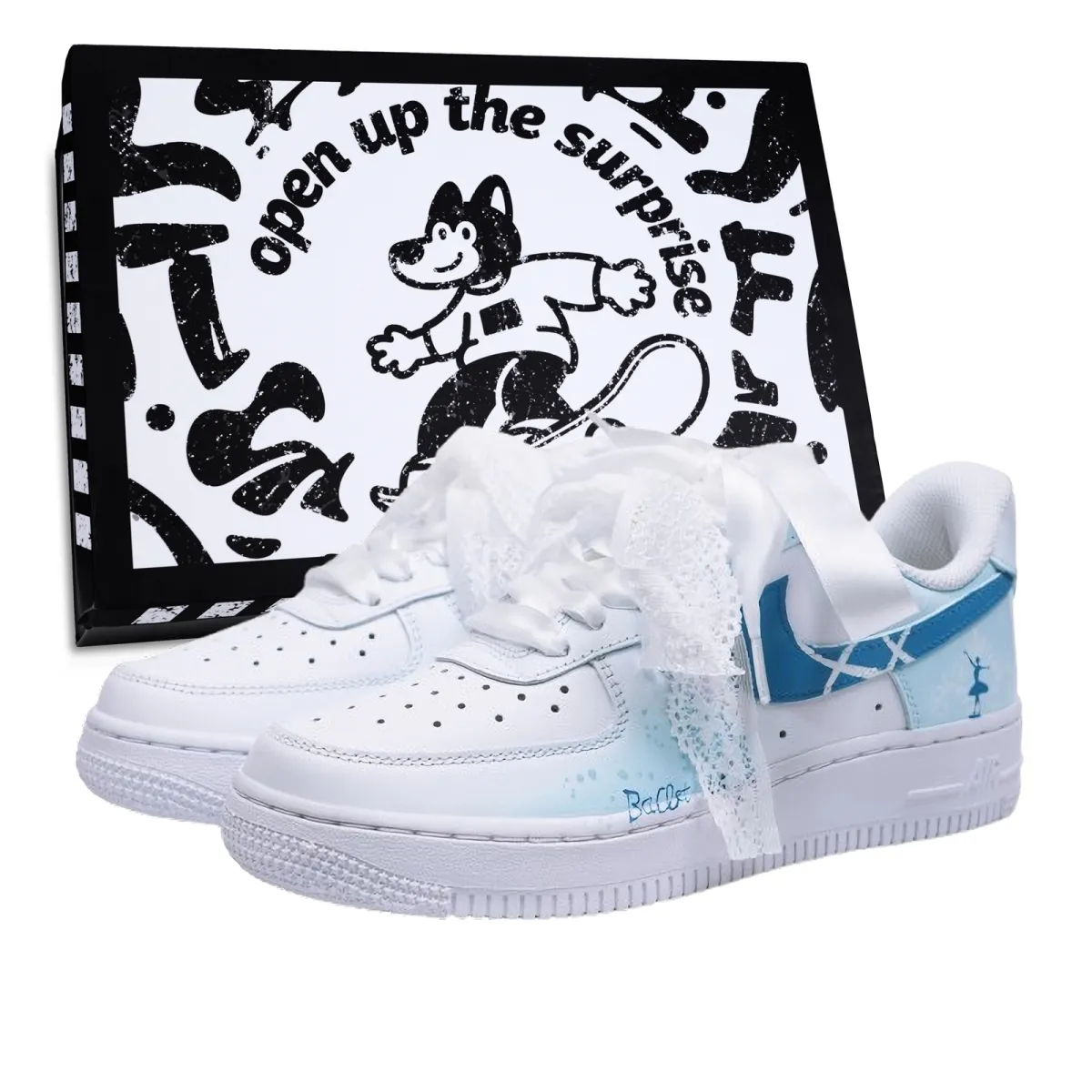 Nike Air Force 1 Low top Skateboard Shoes Unisex White Blue