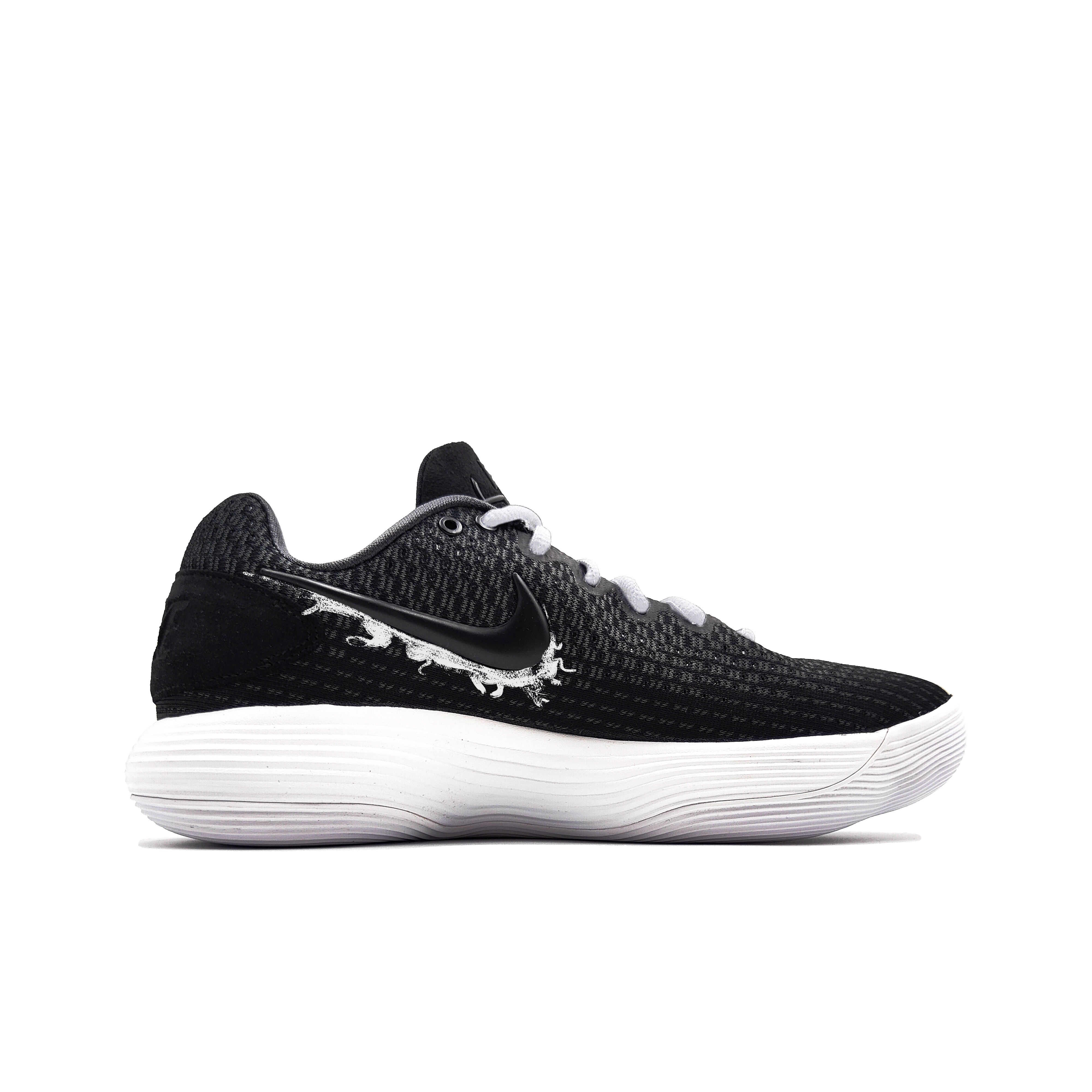 Nike Hyperdunk 2017 Ink Ridge Cold Pine Cushioning, Wear Resistant Low top Basketball Shoes Unisex Black White