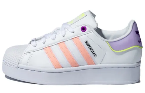 Adidas Originals Superstar Collection Bold Low top Skateboard Shoes Women's White Pink Purple