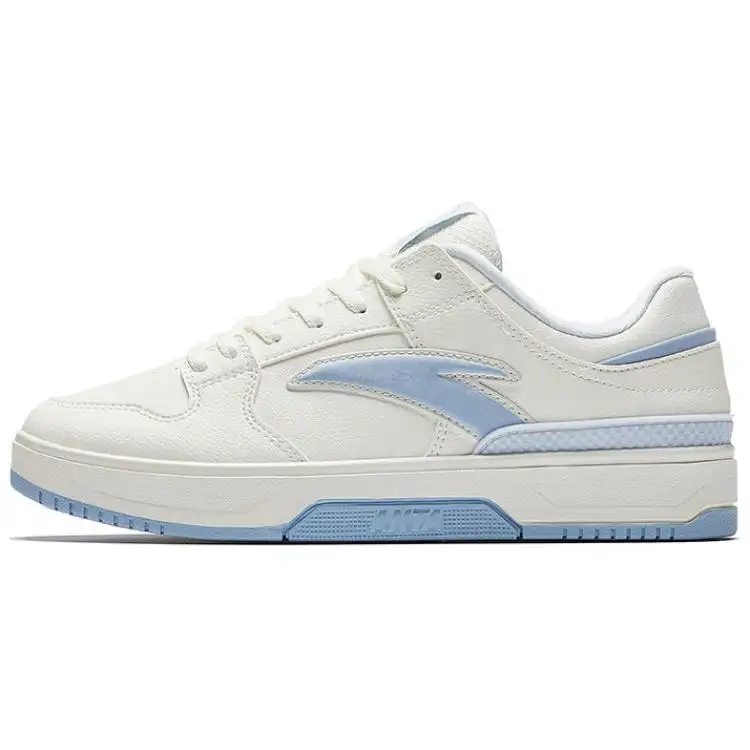 Anta Classic Slip Resistant Abrasion Resistant Low top Skateboard Shoes Women's White Blue
