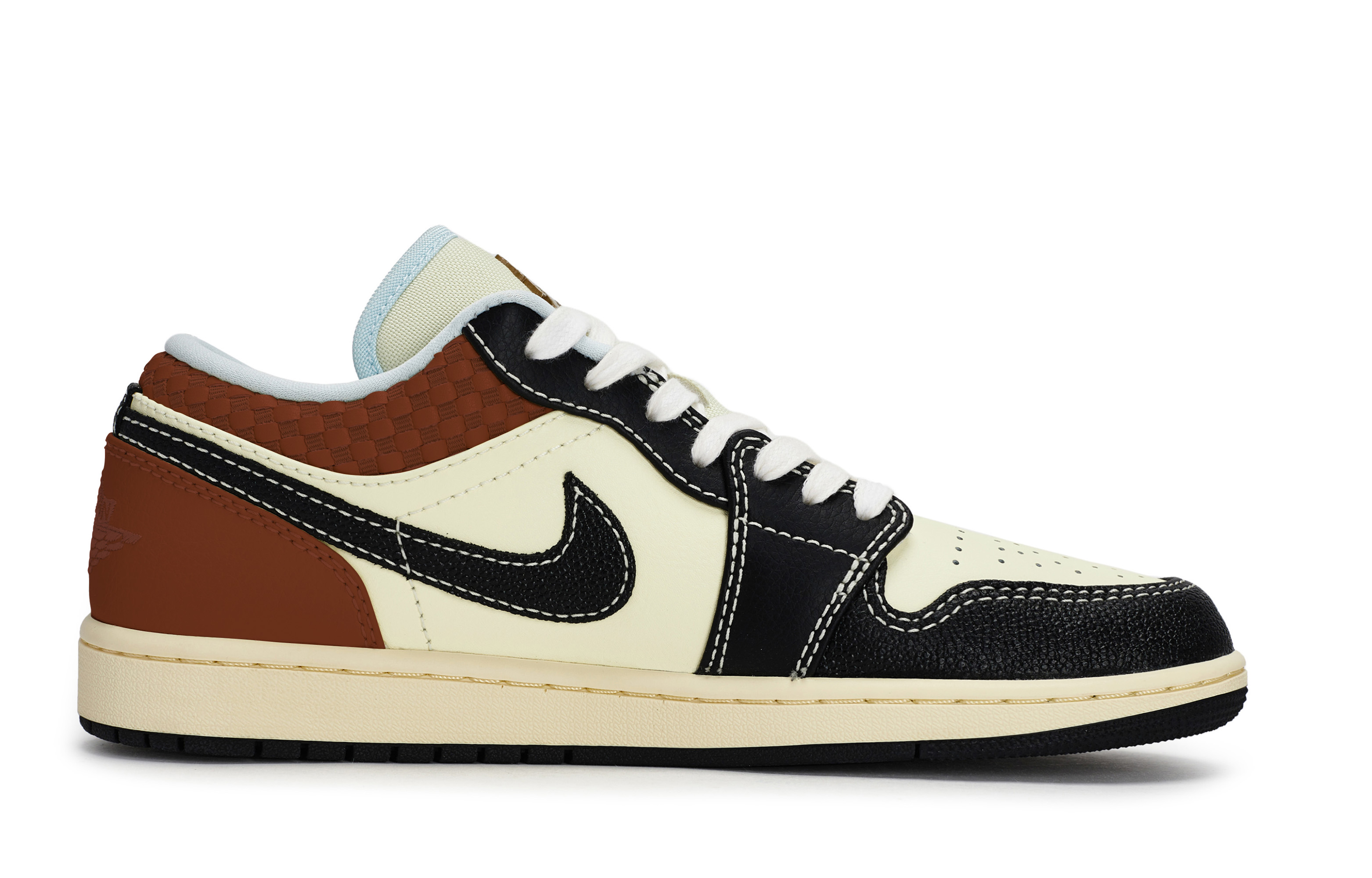 Jordan Air Jordan 1 Slip Resistant Abrasion Resistant Low top Vintage Basketball Shoes Men’s Beige Black Red