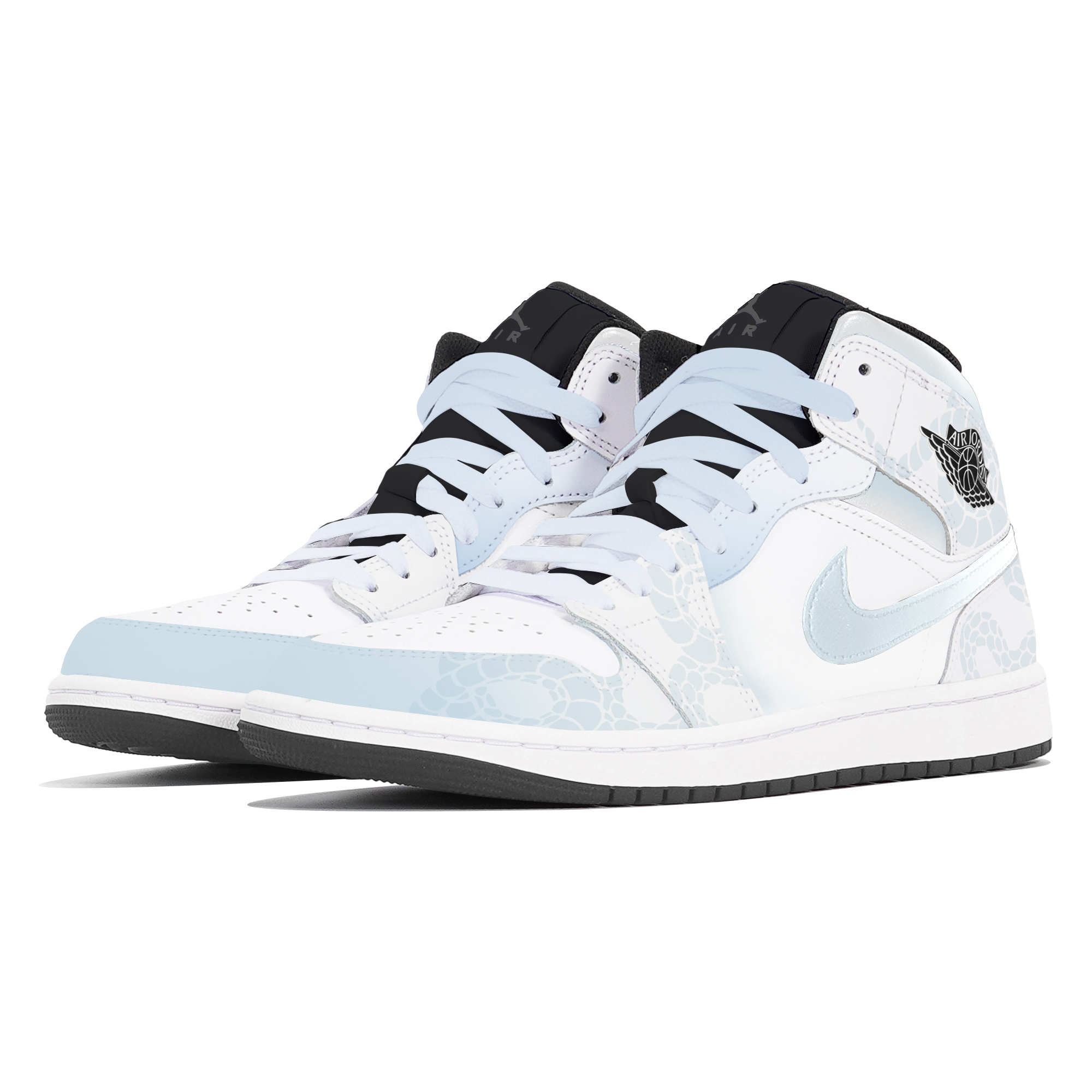 Jordan Air Jordan 1 Abrasion Resistant Abrasion Resistant Mid top Vintage Basketball Shoes Unisex White Blue