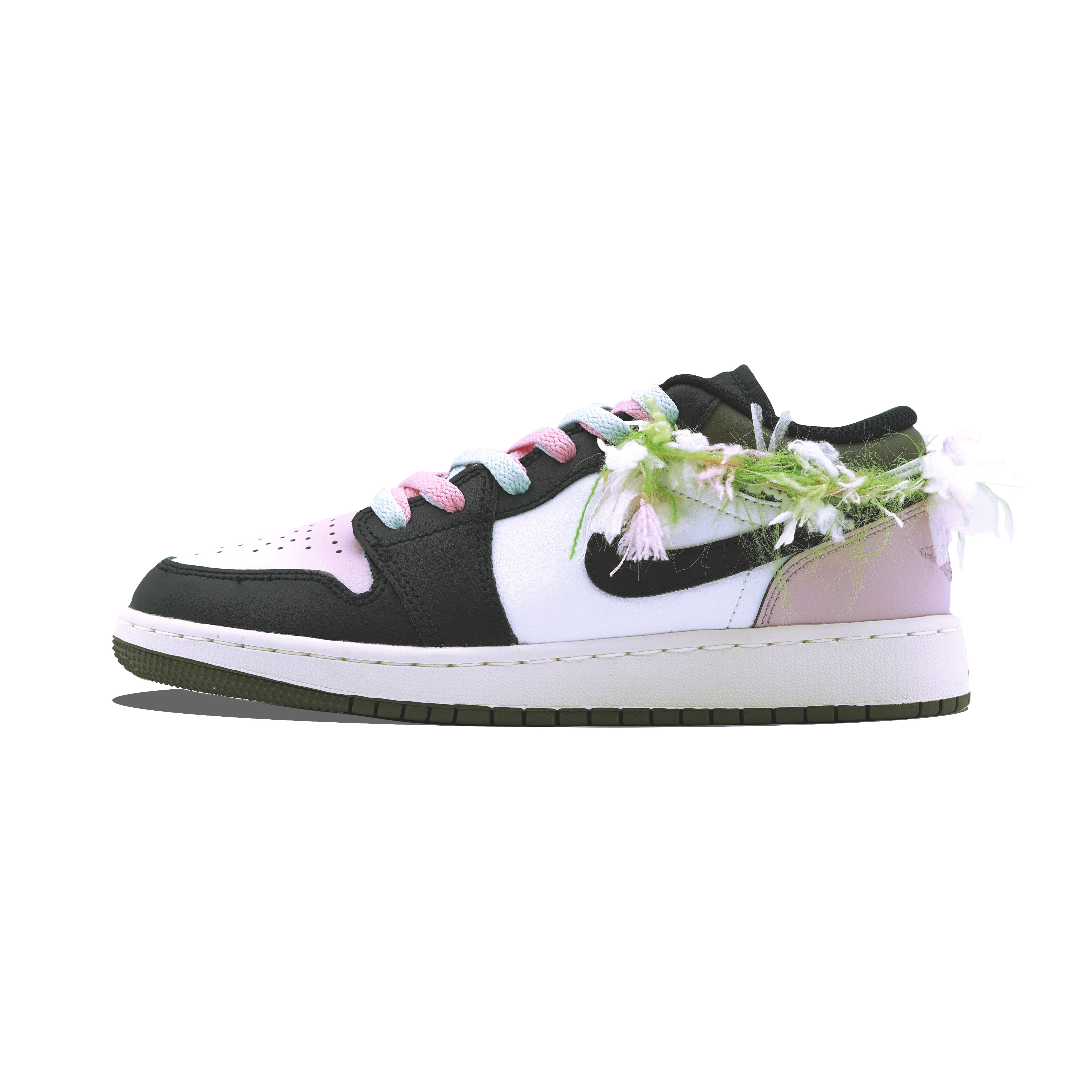 Jordan Air Jordan 1 Vintage Basketball Shoes Women’s Low Top Olive Green, Black, Pink