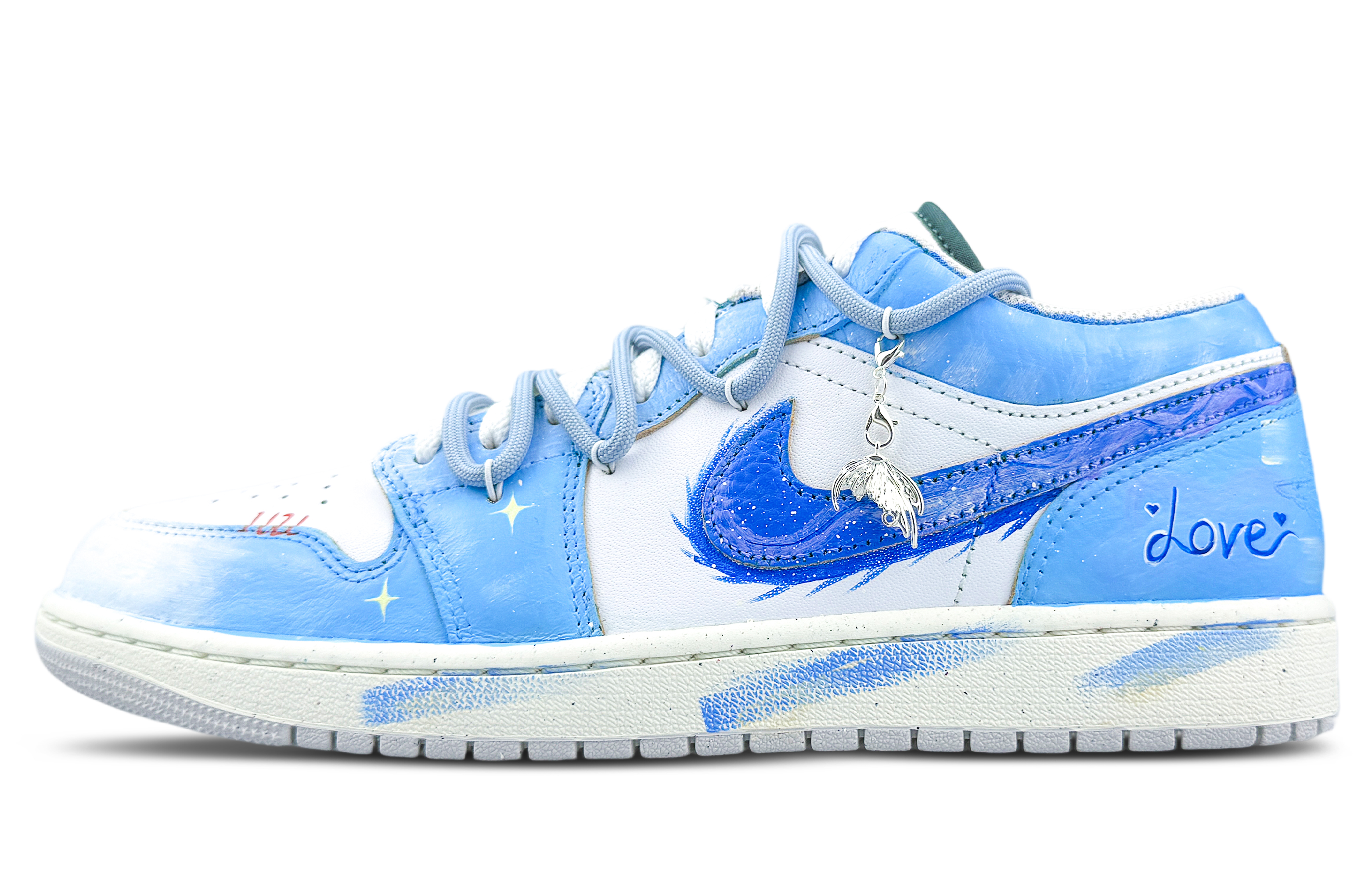 Jordan Air Jordan 1 Abrasion Resistant Low top Vintage Basketball Shoes Unisex Blue