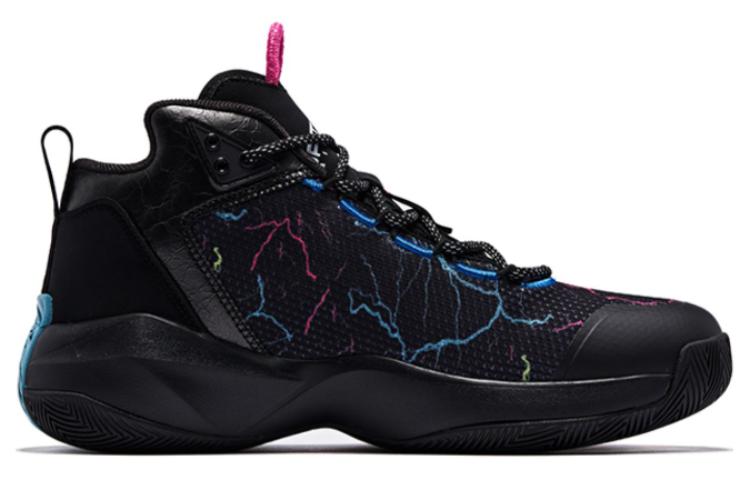QIAODAN Slip Resistant Abrasion Resistant High top Basketball Shoes Men’s Black Blue
