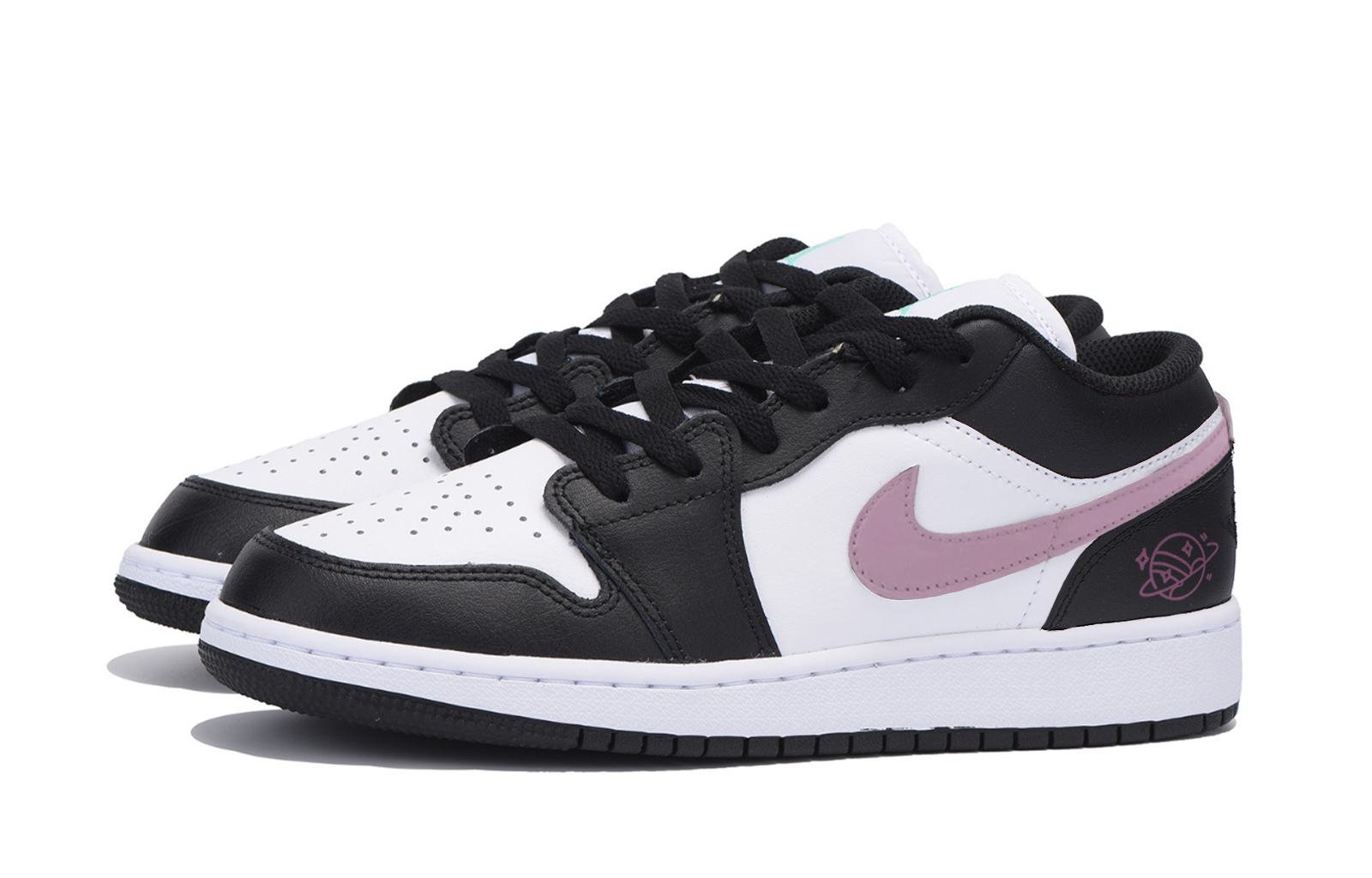Jordan Air Jordan 1 Abrasion Resistant Slip Resistant Low top Vintage Basketball Shoes Men’s Black White Pink