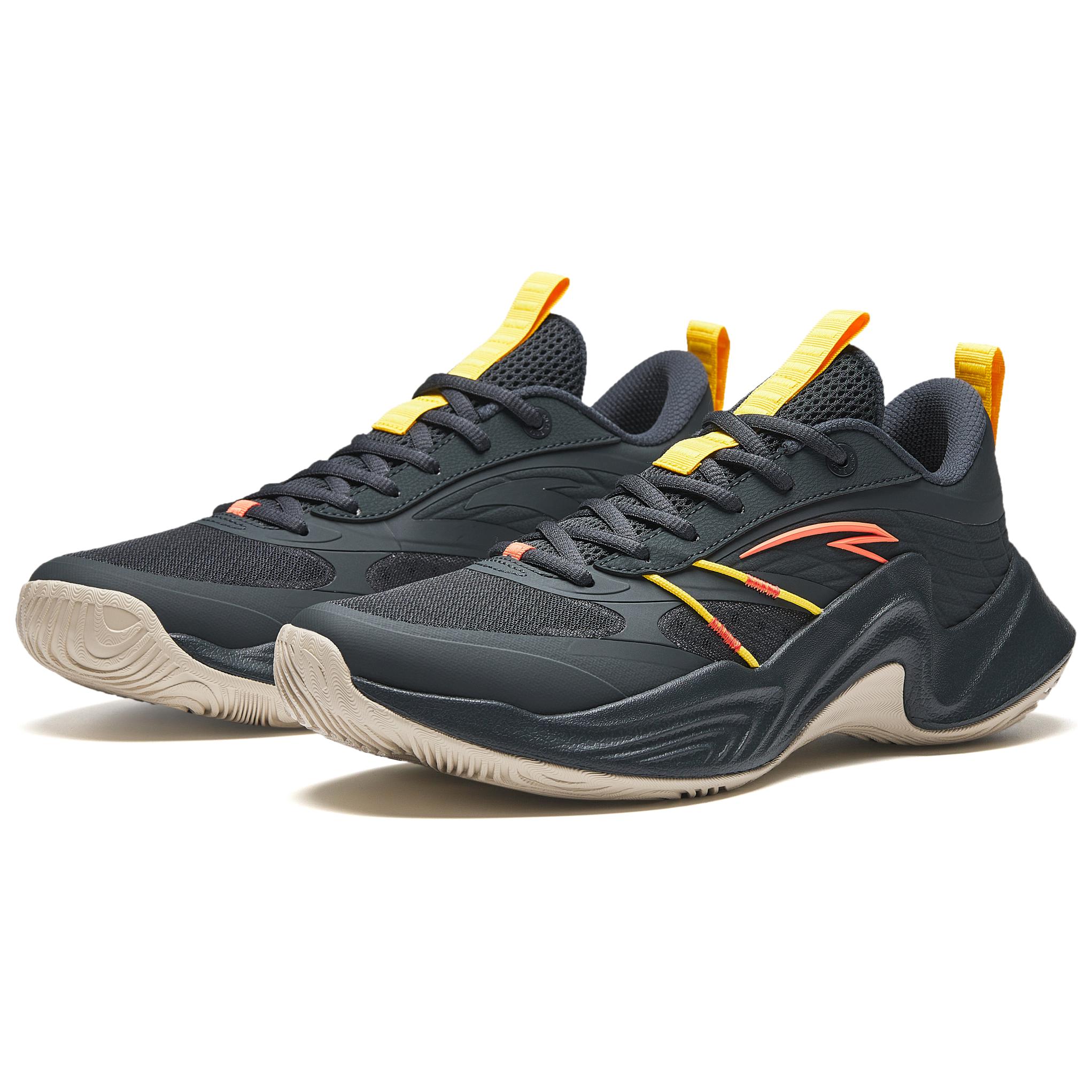 Anta Slip Resistant Abrasion Resistant Low top Basketball Shoes Men’s Black Yellow