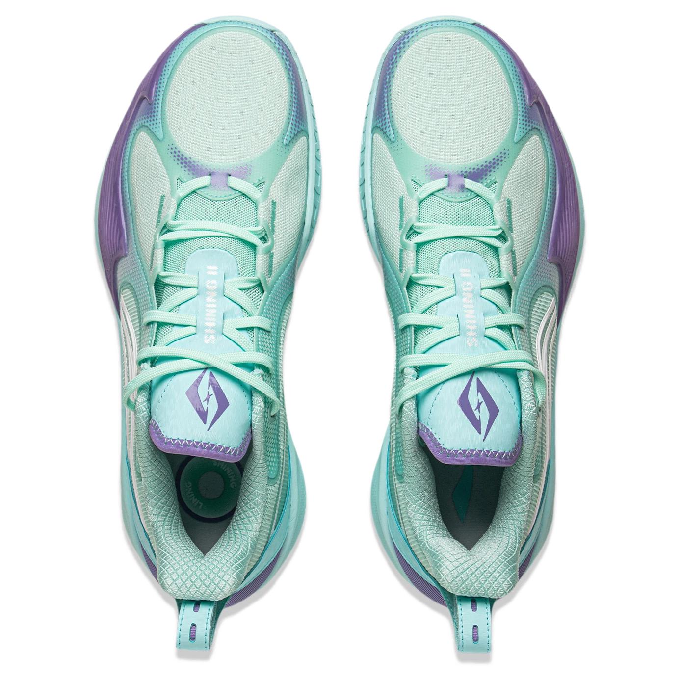 Li Ning Speed 2V2 Basketball Shoes Men’s Low Top Floating Green Sky Blue