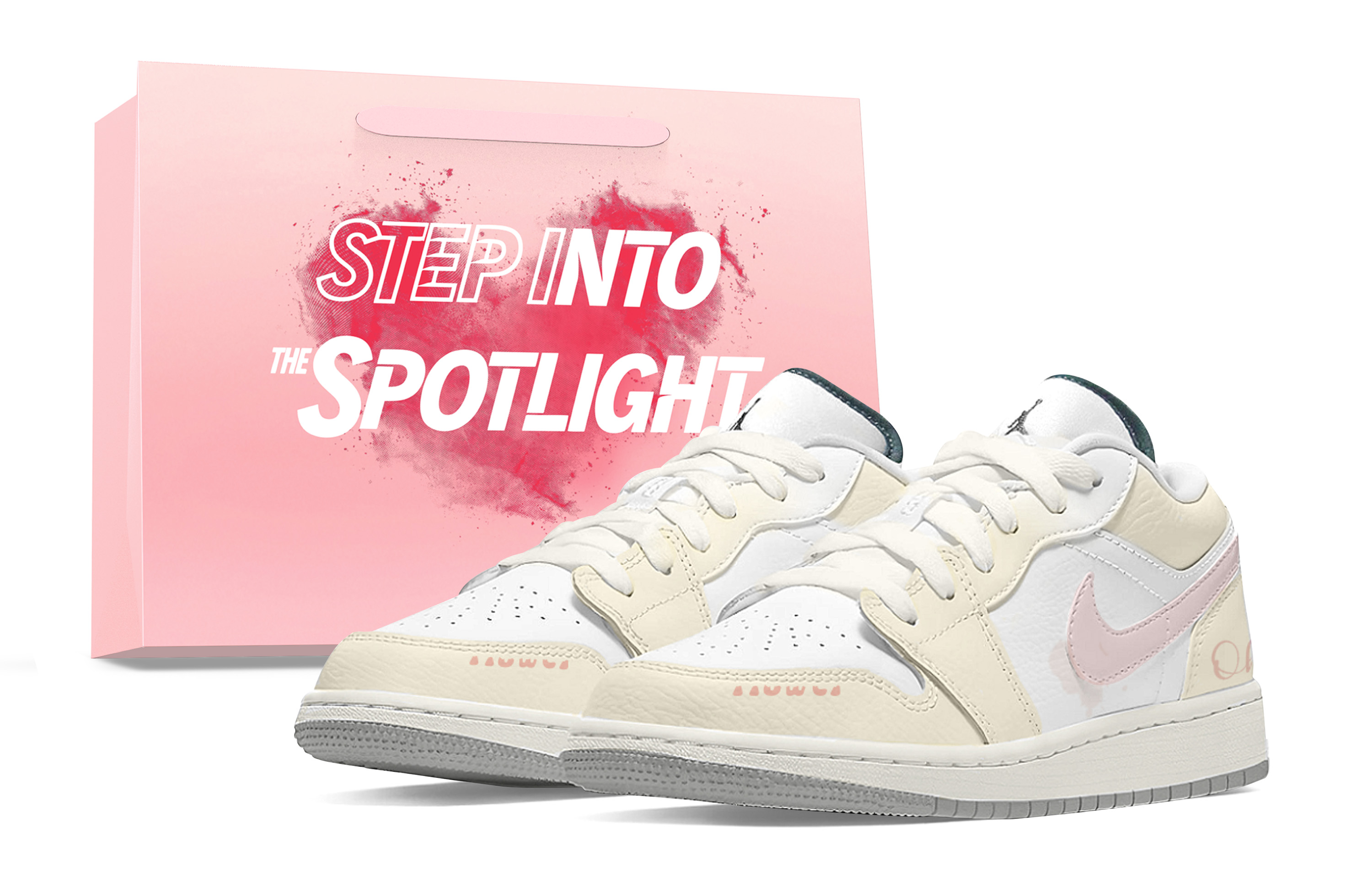 Jordan Air Jordan 1 Abrasion Resistant Low top Vintage Basketball Shoes Unisex Light Yellow