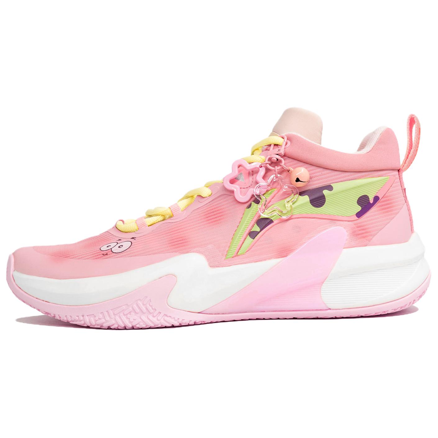Li Ning Slip Resistant Abrasion Resistant Low top Basketball Shoes Men’s Pink Yellow Mismatched