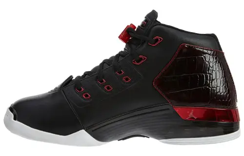 Jordan Air Jordan 17 Retro Chicago Bulls Leather Shock Absorbing Support Mid Top Retro Basketball Shoes Men's Black Red