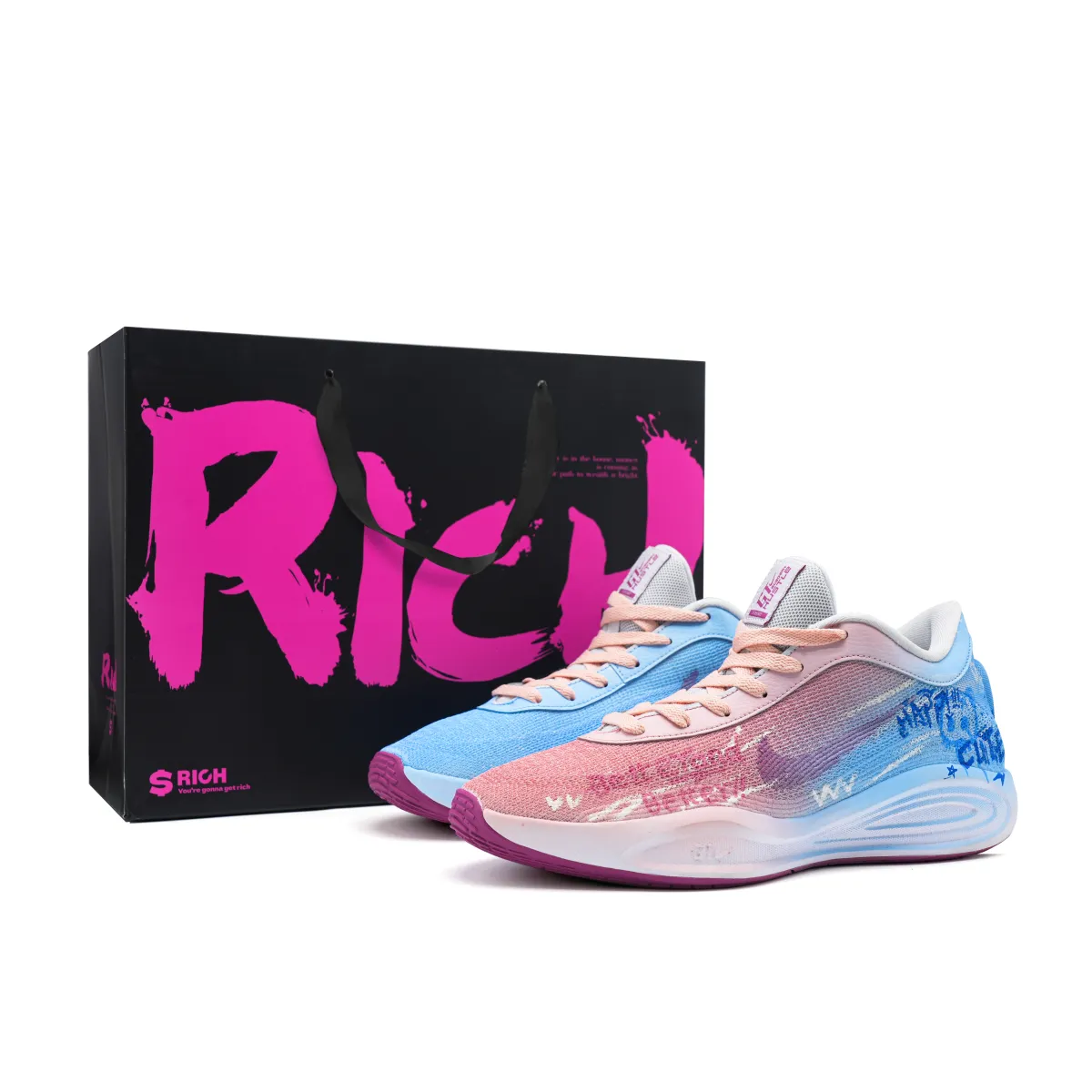 Nike GT Hustle Academy North Island Journal Cushioning Low top Basketball Shoes Men's Blue Pink