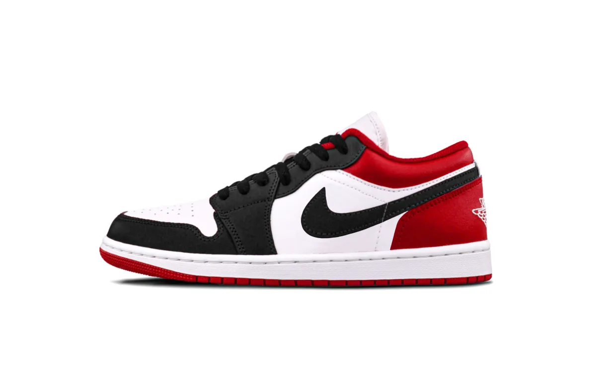 Jordan Air Jordan 1 Bred Toe 1.0 Cushioning, Wear Resistant Low top Vintage Basketball Shoes Unisex Red Black