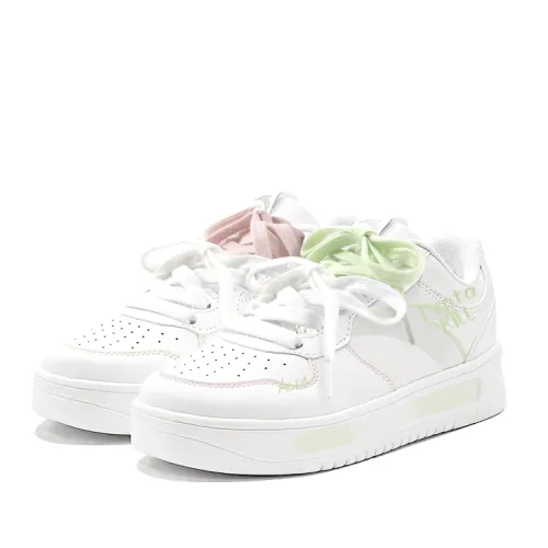 Anta Easy Slip Resistant Abrasion Resistant Low top Skateboard Shoes Unisex Green Pink Mismatched