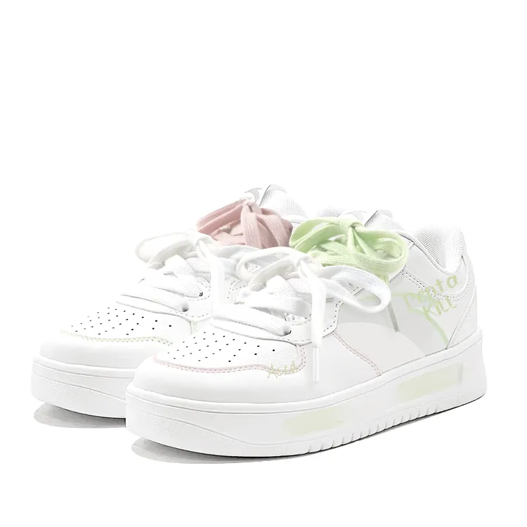 Anta Easy Slip Resistant Abrasion Resistant Low top Skateboard Shoes Unisex Green Pink Mismatched