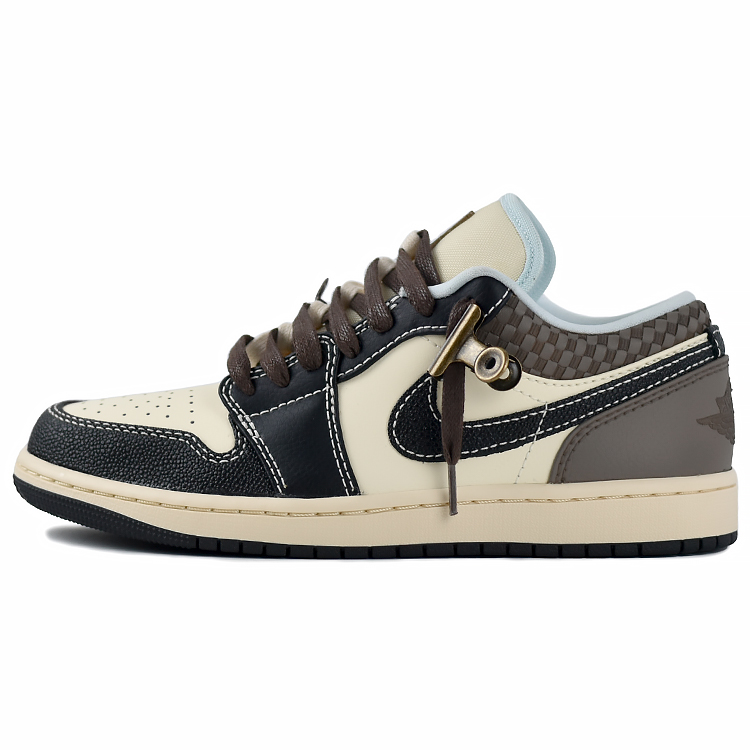 Jordan Air Jordan 1 Urban Slip Resistant Abrasion Resistant Low top Vintage Basketball Shoes Men’s Black Coffee Beige