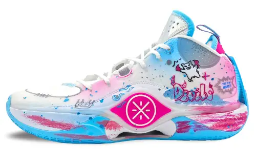 Li Ning Shadow 5 Abrasion Resistant Coverage Support Low top Basketball Shoes Men's Blue Pink