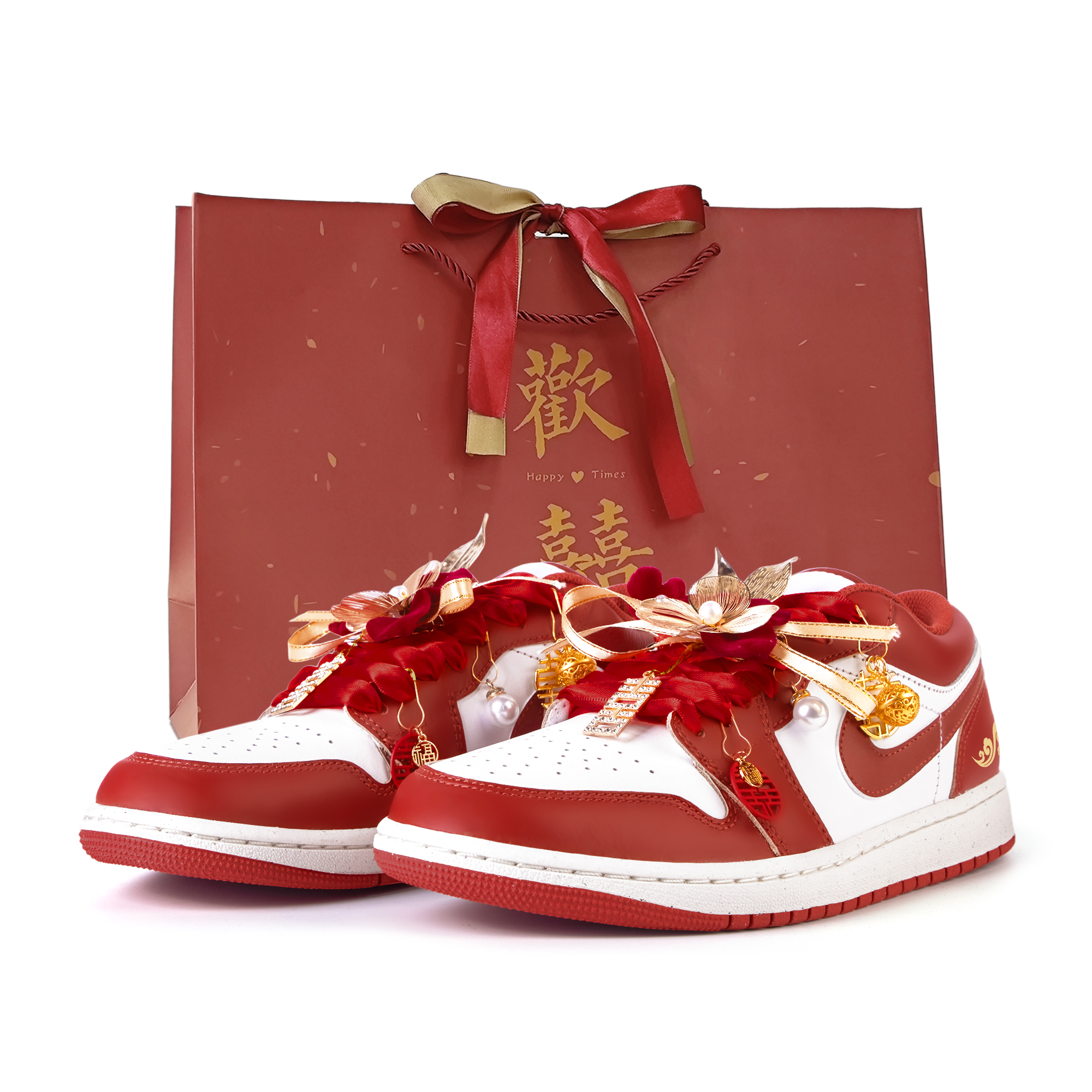Jordan Air Jordan 1 Love Overflow Slip Resistant Abrasion Resistant Low top Vintage Basketball Shoes Men’s White Red