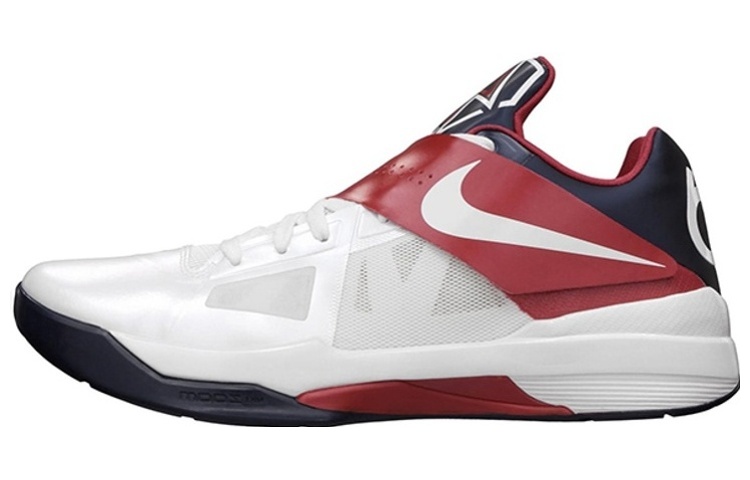 Nike KD 4 USA Olympic comfortable and lightweight shock-absorbing low-top basketball shoes men's white and red