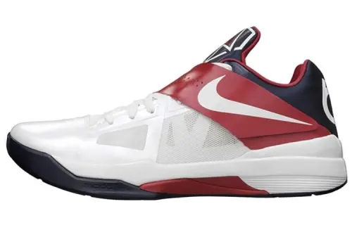 Nike KD 4 USA Olympic comfortable and lightweight shock-absorbing low-top basketball shoes men's white and red