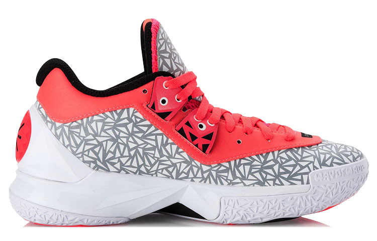 Li Ning WOW 4 Basketball Shoes Unisex Mid Top White/Gray/Red