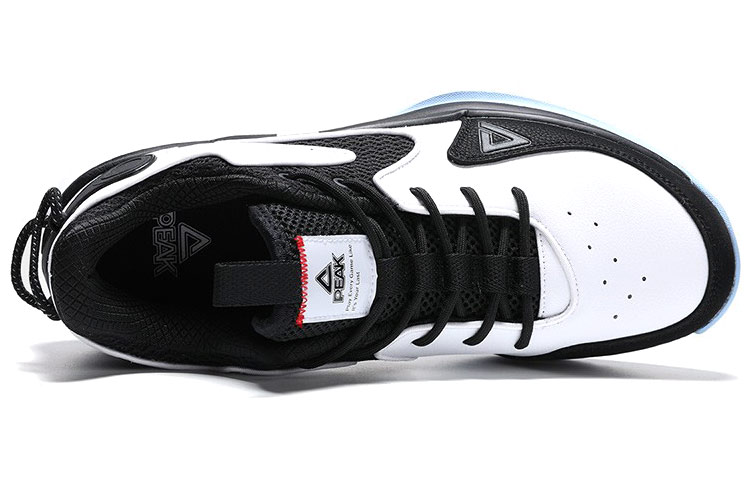 PEAK Leather Cushioning Slip Resistant Abrasion Resistant Lightweight Low top Basketball Shoes Men’s Black White