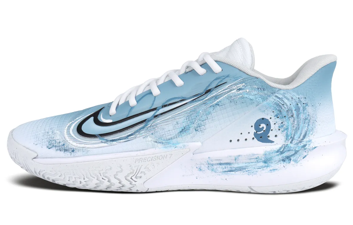 Nike Precision 7 Mesh Abrasion Resistant Abrasion Resistant Low top Basketball Shoes Men's White Blue