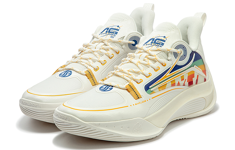 361° AG Sparkling 2.0 Cushioning Slip Resistant Low top Basketball Shoes Men’s White Yellow