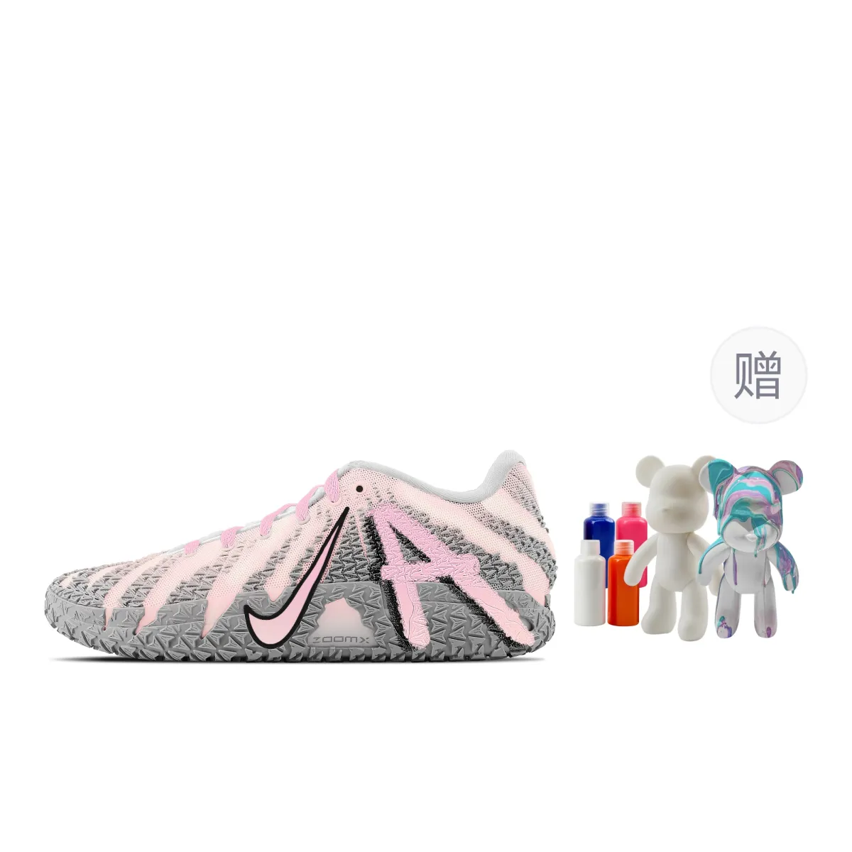 Nike Ja Morant 3 Street Archive, Fluid Bearbrick Abrasion Resistant Low top Basketball Shoes Unisex Pink