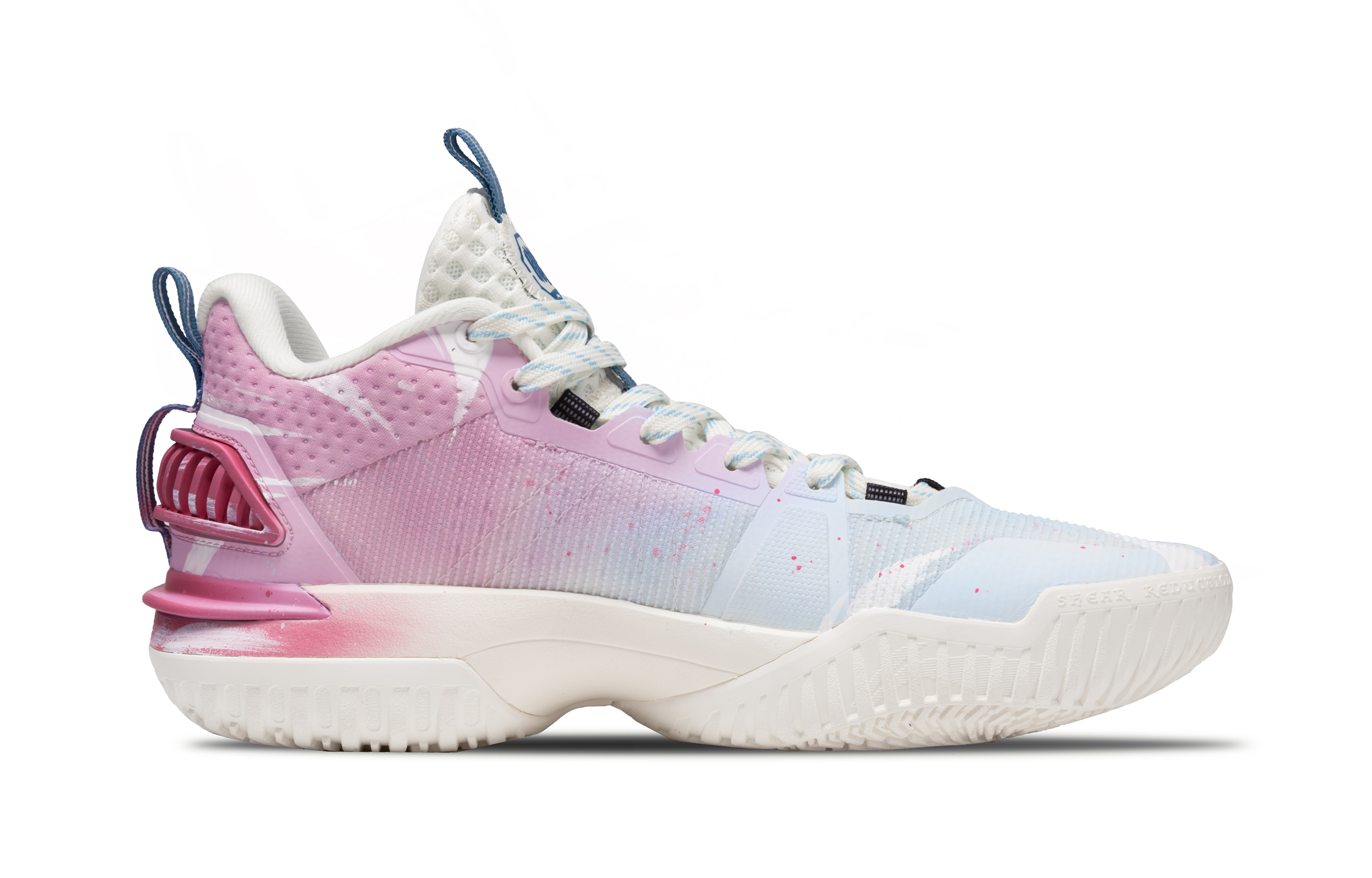 Li Ning Storm 2024 TPU Lightweight Rebound Grip Mid top Basketball Shoes Men’s Pink Blue