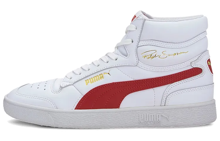 PUMA Ralph Sampson Abrasion Resistant Abrasion Resistant High top Skateboard Shoes Unisex White Red Gold
