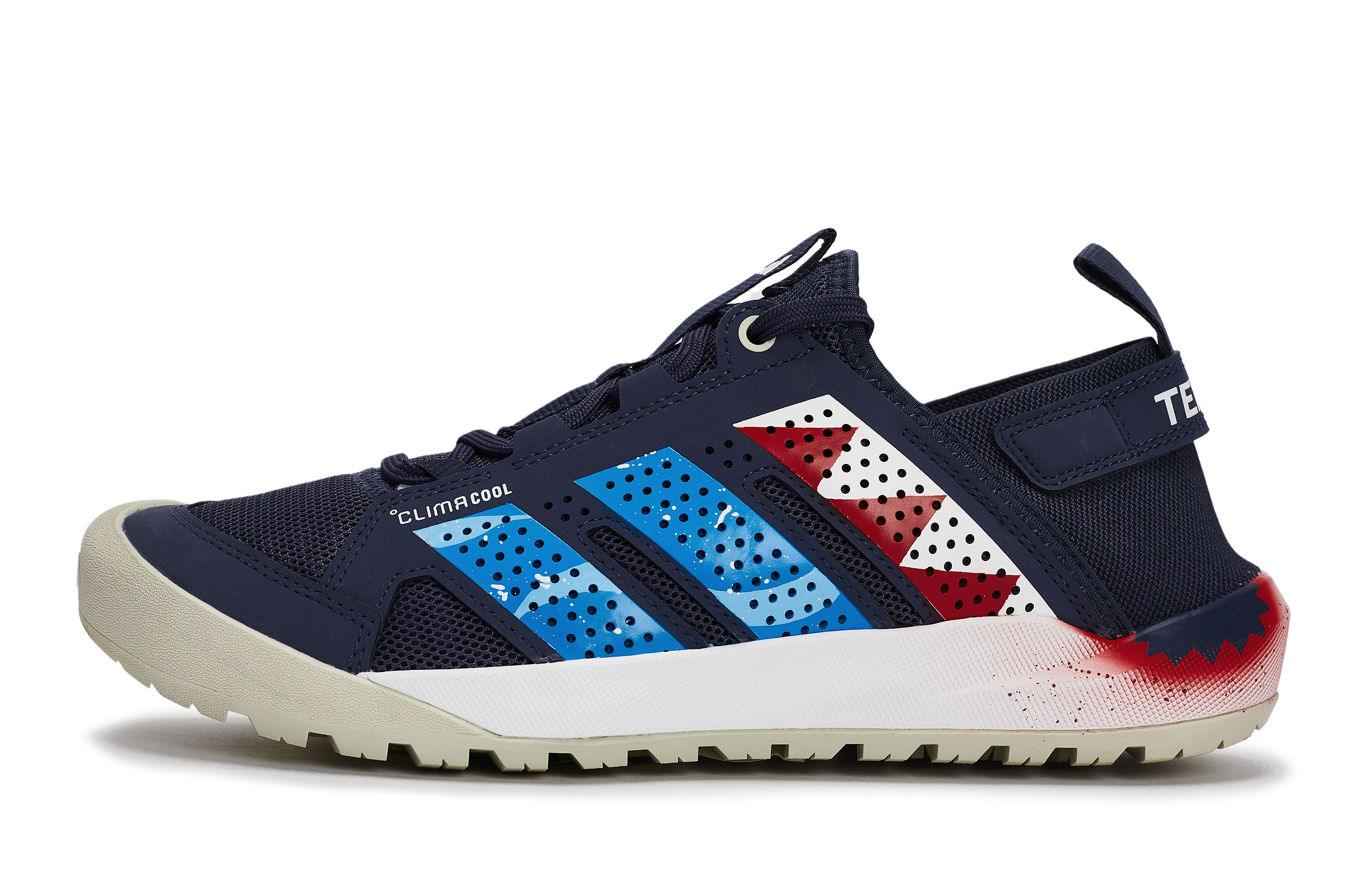 Adidas DAROGA 25 Crazy Shark Wave Abrasion Resistant Abrasion Resistant Low top Hiking Shoes Unisex White Blue Red