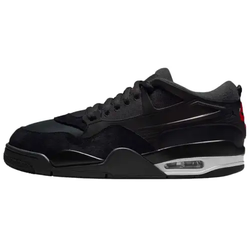 Jordan Air Jordan 4 Slip Resistant Abrasion Resistant Low top Vintage Basketball Shoes Unisex Black