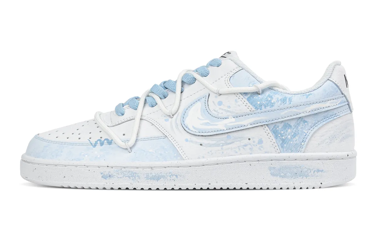Nike Court Vision 1 Refreshing Cloud Tide Blue Abrasion Resistant Low top Skateboard Shoes Men's White Blue