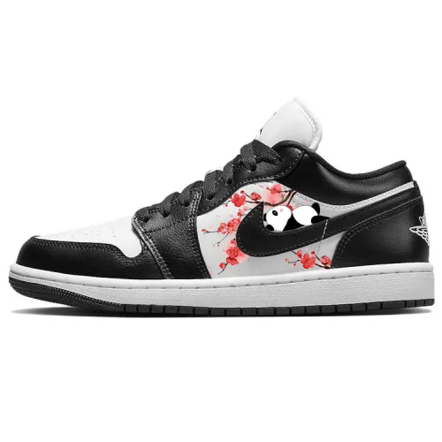 Jordan Air Jordan 1 Abrasion Resistant Slip Resistant Low top Vintage Basketball Shoes Women's Black White