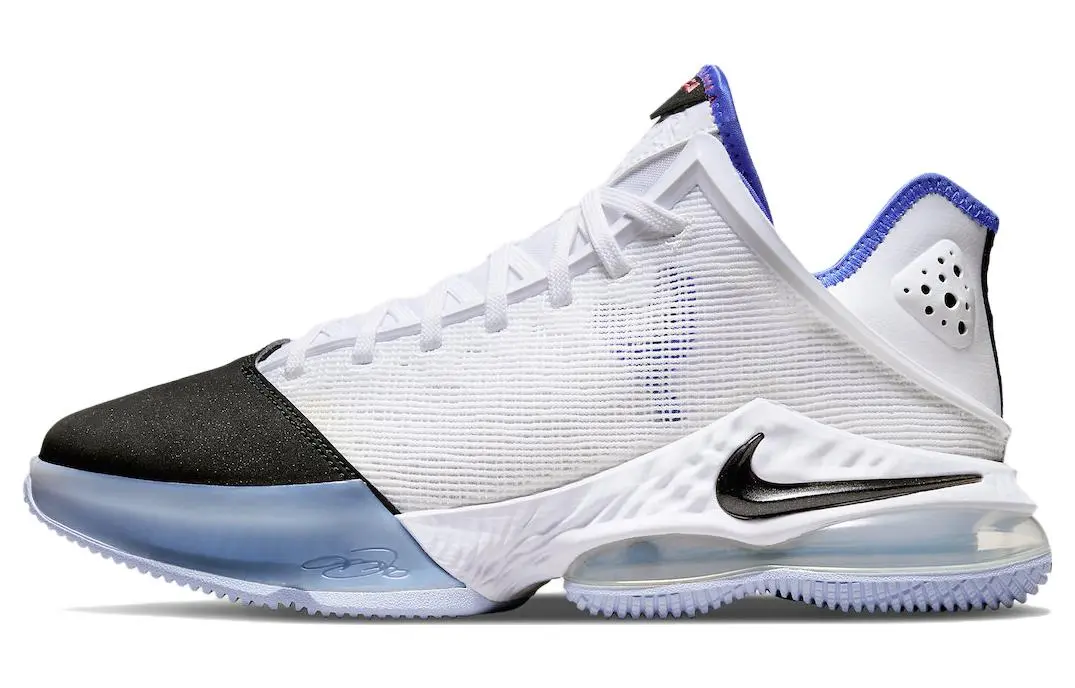 Nike LeBron 19 Low White Medium Blue Siren Red Black