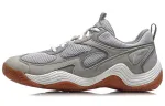 LiNing Freshman Wear-Resistant Breathable Slip-Resistant Low-Top Vintage Basketball Shoes Unisex Gray White
