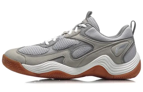 LiNing Freshman Wear-Resistant Breathable Slip-Resistant Low-Top Vintage Basketball Shoes Unisex Gray White