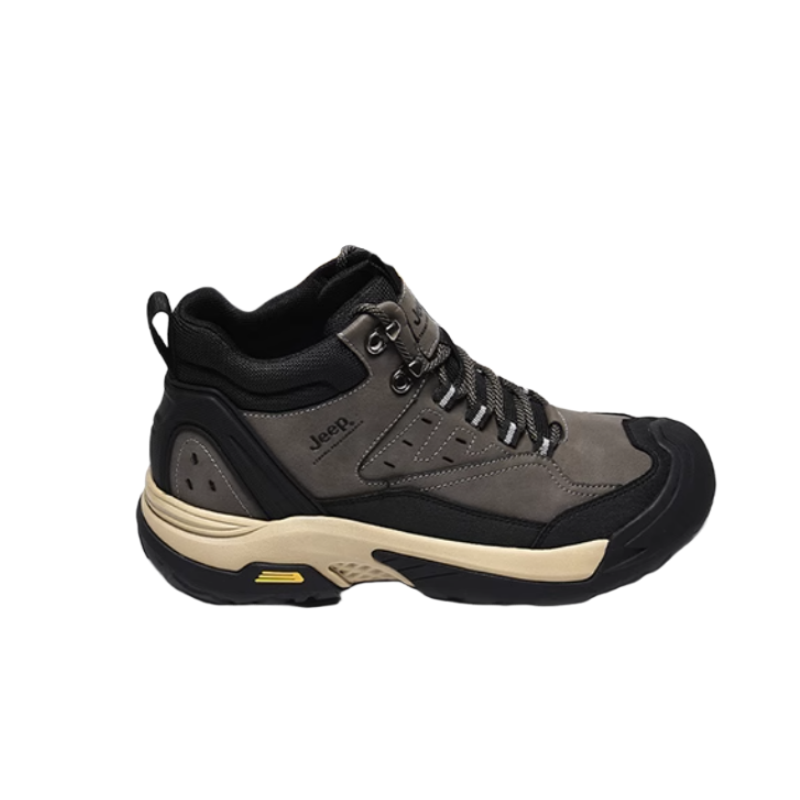 Jeep Fashion Abrasion Resistant Mid top Hiking Shoes Men’s Gray Black