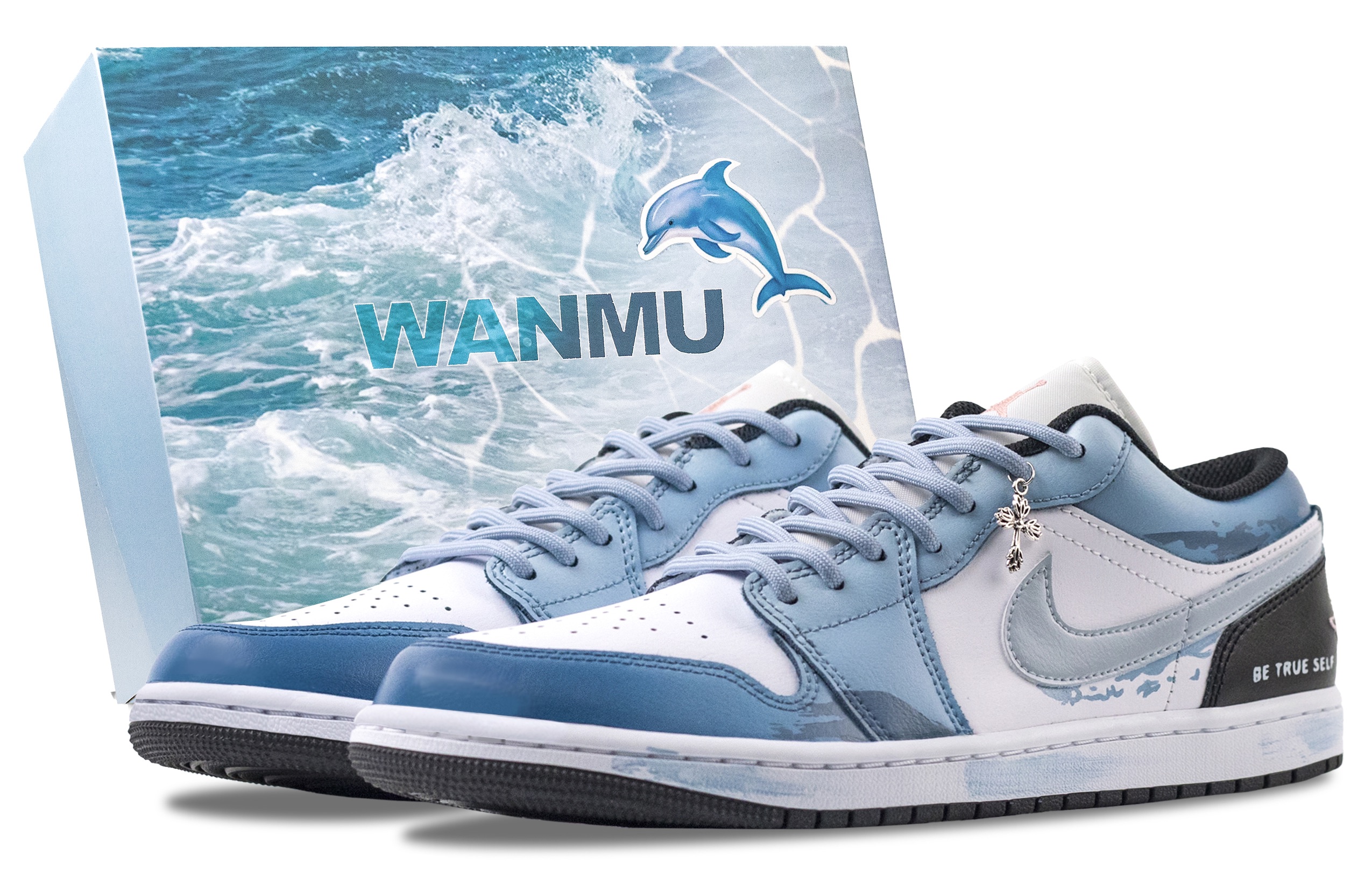 Jordan Air Jordan 1 Maris Sal Ice Blue Abrasion Resistant Abrasion Resistant Low top Vintage Basketball Shoes Unisex