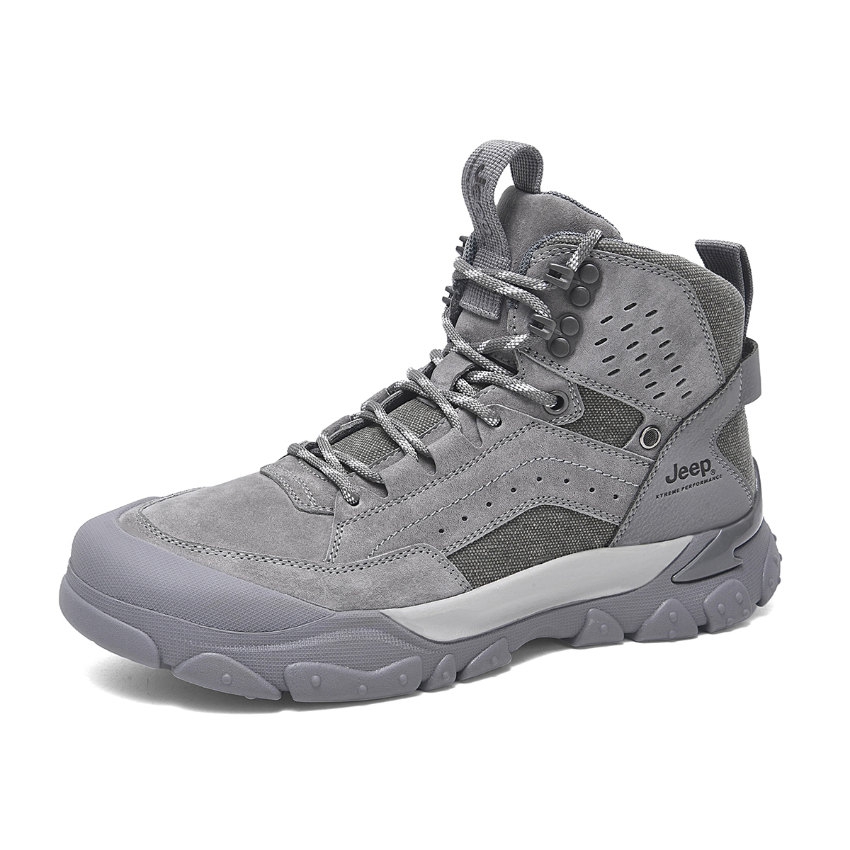 Jeep Textile, Pigskin High top Mountaineering Shoes Men’s Gray