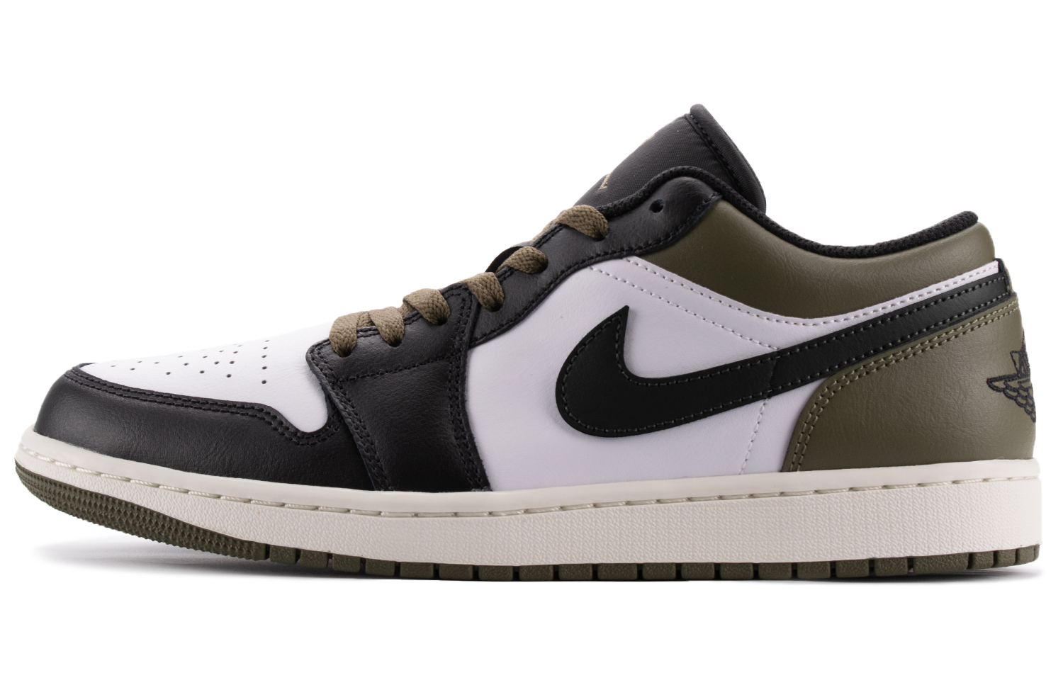 Jordan Air Jordan 1 Slip Resistant Abrasion Resistant Low top Vintage Basketball Shoes Unisex Black White Green