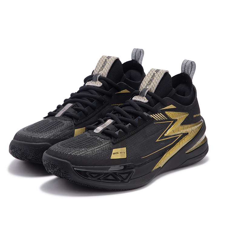 361° BIG3 5.0 Pro Basketball Shoes Men’s Low Top Obsidian Black/Crown Gold