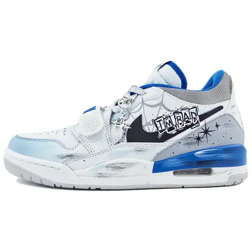 Jordan Legacy 312 Slip Resistant Rebound Slip Resistant Rebound Low top Vintage Basketball Shoes Men's White Blue